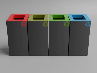 Street Trash Can Low-poly 3D model