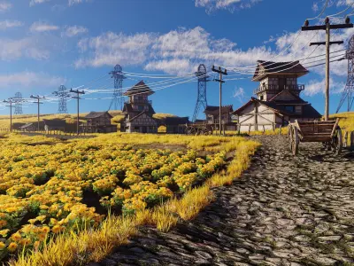 Farm Flower Field Scene 3D model