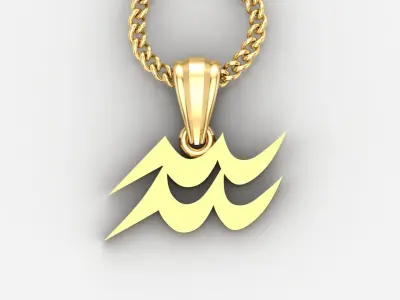 Aquarius Light Gold Pendant Version 5 3D print model