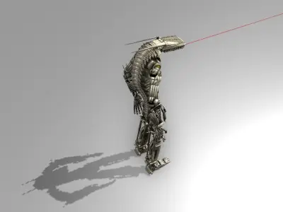 Burnout Robot Rigged and Animated Low-poly 3D model