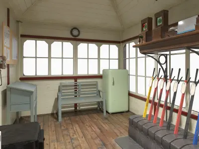  Historic Railway Signal Box with Interior 