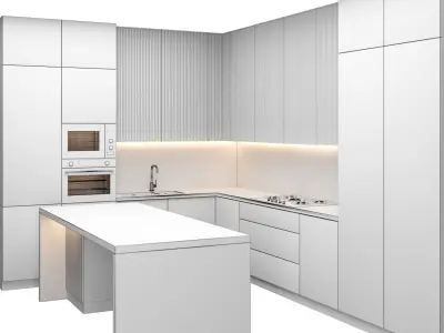Modern kitchen with Island 3D model