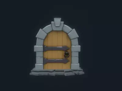 Stylized Door Low-poly 3D model
