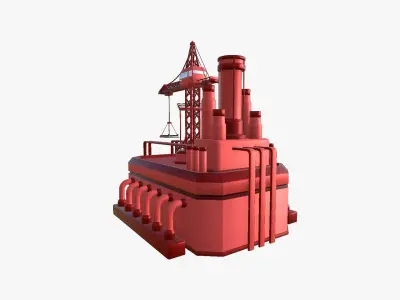 SciFi Factory A05 Red - Sci Fi Exterior Design Low-poly 3D model