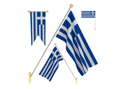 Flags of Greece 3D model