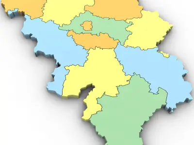3d Political Map of Belgium 3D model