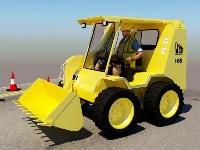 Road Workers Scene  Low-poly 3D model