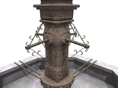 Old Fountain Low-poly PBR Low-poly 3D model