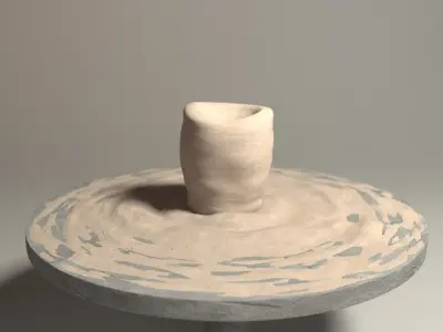 Flan porcelain clay bowl formed animation 3D model