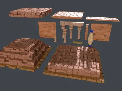 Ancient Egypt Temple Collection Low-poly 3D model