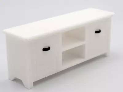 Living room cabinet with functional doors shelves and drawer  3D print model