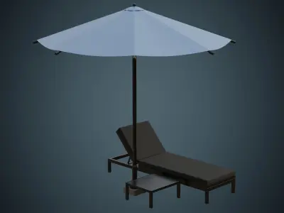 Sun Lounger 2A Low-poly 3D model