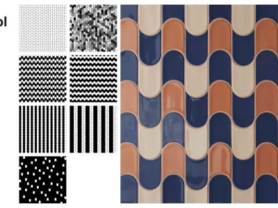 Elongated Crescent Tile in Wave Layout Texture