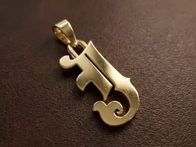 Gothic Letter J Pedant 3D print model