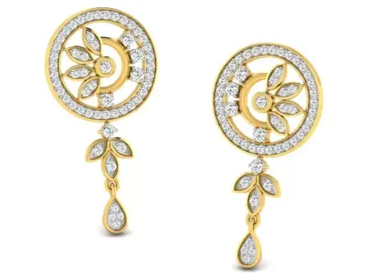 Gold Diamond Women Earring 3D print Model 3D print model 148