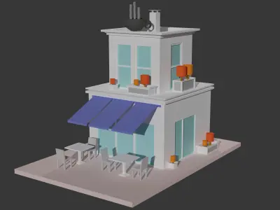 Coffee - Pizza and Donut Shop Low-poly 3D model