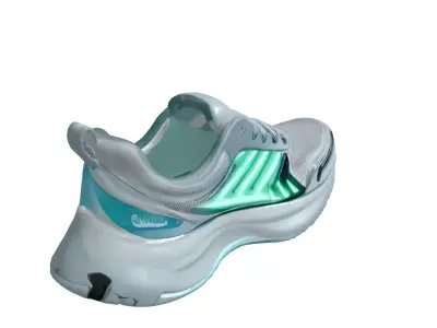 Futuristic Neon Running Shoe Low-poly 3D model