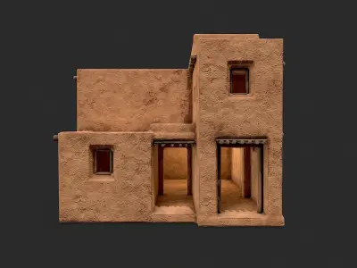 Clay Desert Egypt Village House 5 Low-poly 3D model