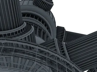 sci - fi Space Station No Texture 3D model