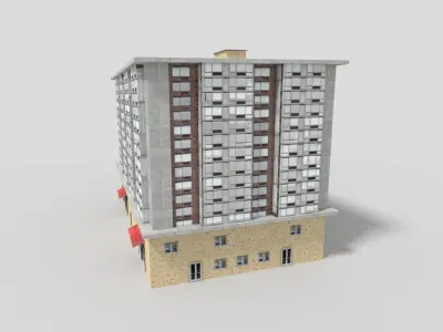 low poly commercial building 2 Low-poly 3D model