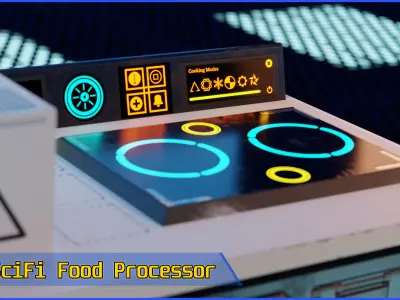 SciFi Cooking Station - Food Processor Game Ready 3D Model Low-poly 3D model