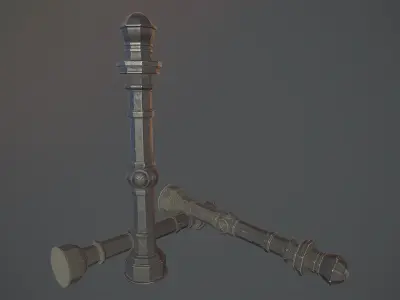 Barrier Bollard Pack 2 v3 Black Three Texture Options Low-poly 3D model