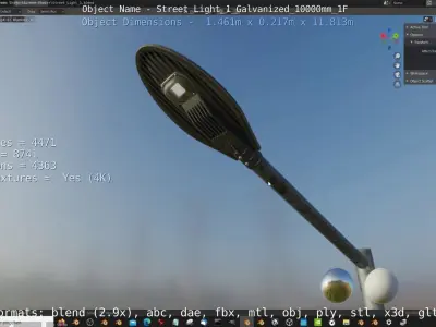Street Light 1 Galvanized 10000mm 1F Low-poly 3D model