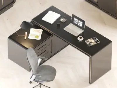 homary Desk with File Cabinet Low-poly 3D model