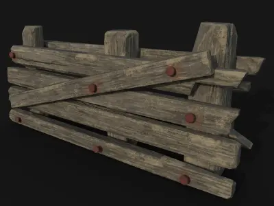 wooden baricade Low-poly 3D model