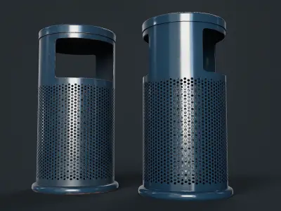 Street Trash Can 2 PBR Game Ready Low-poly 3D model