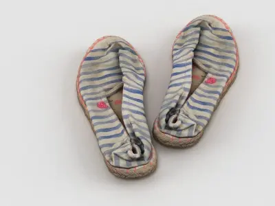 Espadrilles pair of striped shoes 3D model