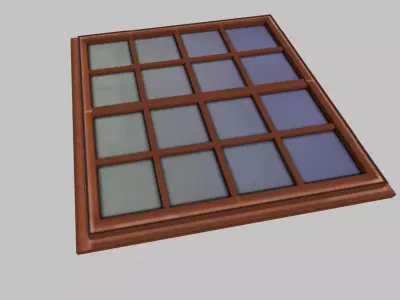 low poly window 1 wooden with squares Low-poly 3D model