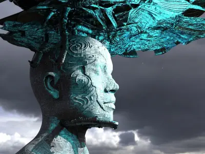 Ancient Crystal Sci fi tower mushroom 2 3D model