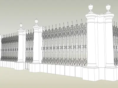 Fence Peak in classic style Doors and Gates Wrought Iron Fence 3D model