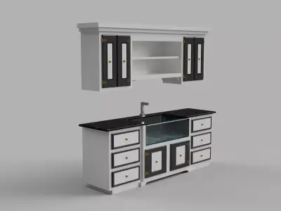 Scaled Dollhouse Kitchen Miniature 3D printable Modern Sink  3D print model
