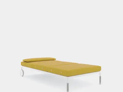 Outdoor chaise longue with wheels 3D model