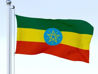 Animated Ethiopia Flag Low-poly 3D model