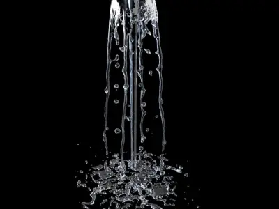Animated splashing fountain water simulation 3D model