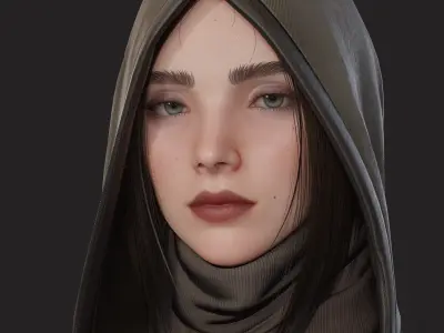 Crossbow Girl Low-poly 3D model