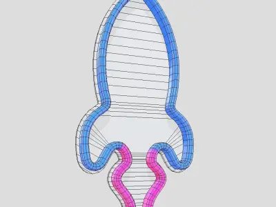 Neon Sign Rocket Low-poly 3D model