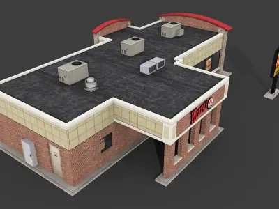 Wendys Restaurant Low-poly 3D model
