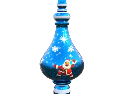 Charming Santa Holiday Blue Bauble 3D Model  PBR Ready Low-poly 3D model