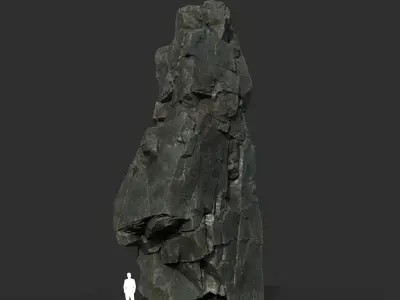 Low poly Sharp Black Cliff Modular 211126 Low-poly 3D model