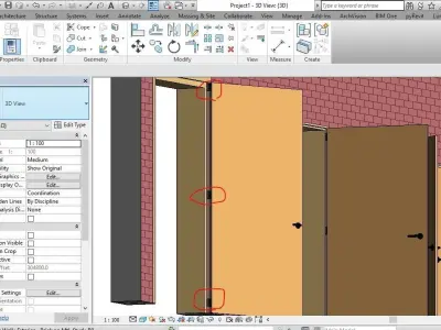 SINGLE DOOR REVIT FAMILY 3D ROTATED AND FULL PARAMETER 3D model