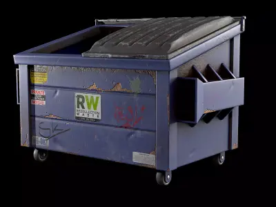 Trash Container Low-poly 3D model purchase