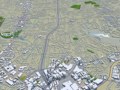 Sandy Springs Georgia USA 25km Low-poly 3D model