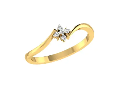 Light Weight Yellow Gold Diamond Ring  -ZA RN 1361 3D print model