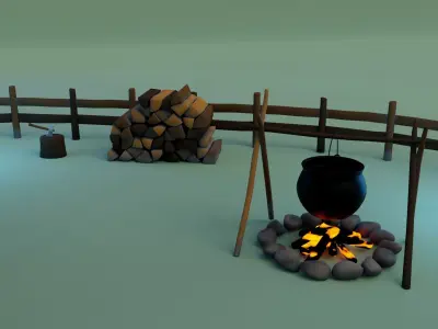 Mushroom House Scene  3D model