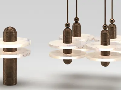 Chandelier 16 and table lamp 3D model