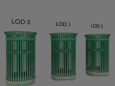 Public Trashcan Low-poly 3D model